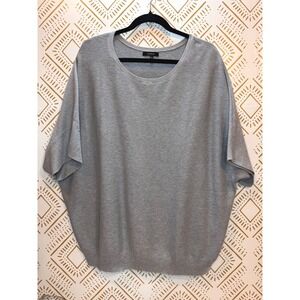 Quince Sweater Women XL Gray Cotton Cashmere Batwing Short Sleeve Knit Pullover